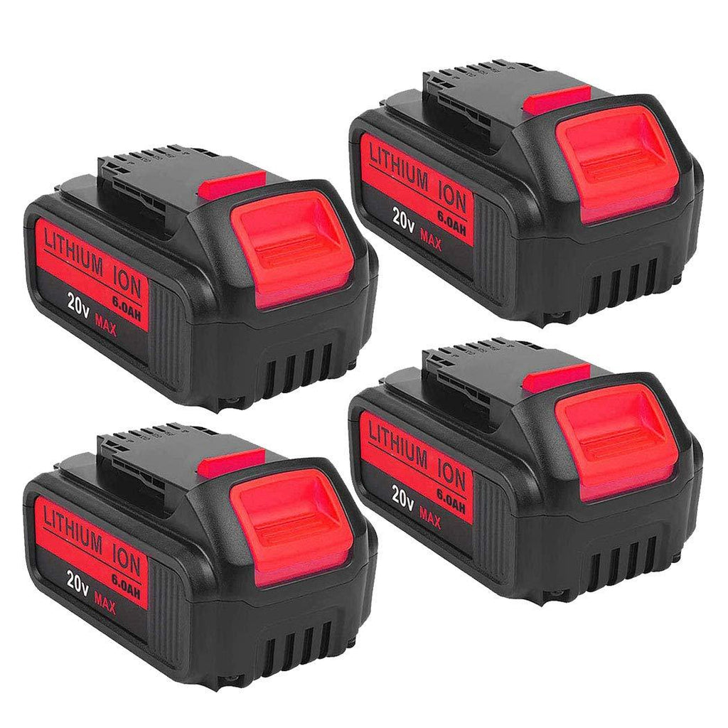 4Pack 20V DCB200 6000mAh Replacement Battery for Dewalt 20V Lithium Battery Max XR DCB204 DCB205 DCB206 DCB205-2 DCB201 DCB203 DCB181 DCB180 DCD/DCF/DCG/DCS Series Cordless power tools