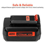2 Packs 2500mAh for Black and Decker 40V Lithium Battery MAX LBX2040 LBX36 LBXR36 LBXR2036