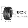 Set of 2 18X7.50-8 18x7.5x8 Turf Saver Lawn & Garden Tire 4PR