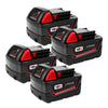 4-Pack 4.0Ah 18V M18 Battery for Milwaukee Lithium Battery Replacement Milwaukee XC 48-11-1840, 48-11-1815, 48-11-1820, 48-11- 1850 Compatible with Milwaukee 18-Volt Cordless Power Tools Batteries