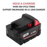 Battery for Milwaukee Battery 18V Lithium Replacement for Milwaukee 48-11-1840, 48-11-1815, 48-11-1820, 48-11-1850 Lithium-ion Milwaukee 18-Volt Battery