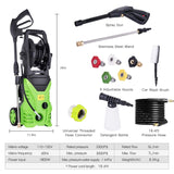 Kioles 3000 PSI Electric Pressure Washer, High Pressure Washer, Professional Washer Cleaner Machine with 5 Interchangeable Nozzles, 1800W Rolling Wheels,1.80 GPM
