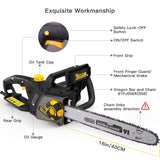 TECCPO Electric Chainsaw, 16-Inch 15 Amp Chain Saw with Automatic Oiler, Tool-Less Chain Tensioning, Mechanical Brake, Low Kickback, 49ft/s Chain Speed - TACS01G