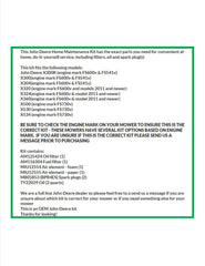 John Deere Maintenance Kit X300, X304, X320, X324, X360, X500, X530, X534, Filters, Oil Spark Plugs,LG265