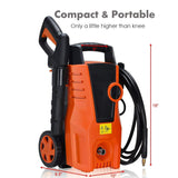 Goplus Electric Pressure Washer 1400PSI 1.6GPM Premium Strong Motor Overheating Protection Power High Pressure Cleaner Machine w/Hose Reel & Soap Foam Cannon for Car, Motorcycle, Bicycle, Patio